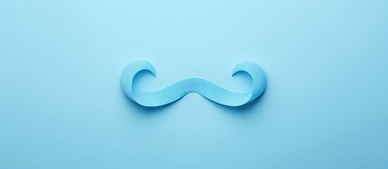 A blue mustache symbol, representing prostate cancer awareness, on a smooth blue background. The mustache is neatly formed, standing out against the pastel blue backdrop.