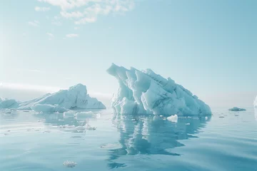 Foto op Aluminium Massive Icebergs on Jokulsarlon lagoon in Iceland under clear white sky © The Picture House