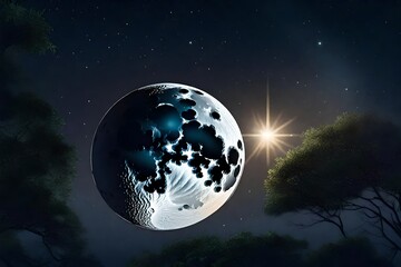 Realistic full moon. Detailed vector illustration