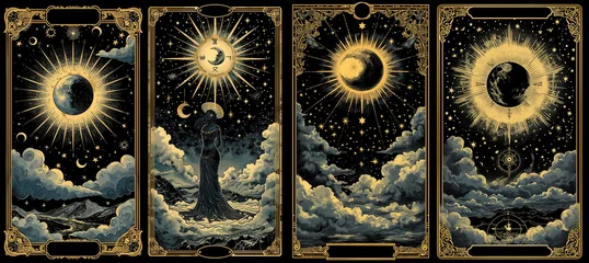 Fotobehang set of illustrations of tarot cards, the theme of isoterics and fortune telling © redlis