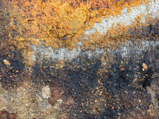 Textured rust and corrosion on metal surface with gradient color transition