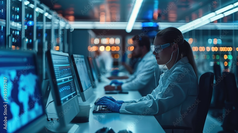 Poster technology people working at it department. generative ai.