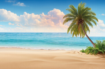 Fototapeta na wymiar palm tree on the beach, summer vibes