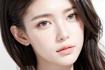 Obraz premium Gorgeous Young Female Model - Fashion or Cosmetics Model - Beauty with Perfect Fine Features - Beautiful Smooth Hair