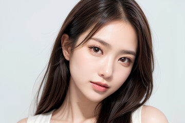 Obraz premium Gorgeous Young Female Model - Fashion or Cosmetics Model - Beauty with Perfect Fine Features - Beautiful Smooth Hair