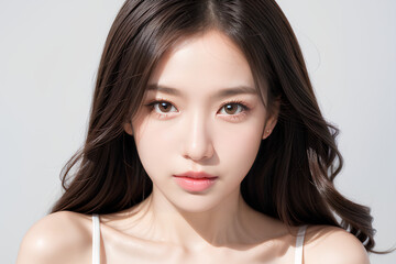 Fototapeta premium Gorgeous Young Female Model - Fashion or Cosmetics Model - Beauty with Perfect Fine Features - Beautiful Smooth Hair