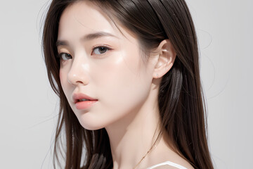 Gorgeous Young Female Model - Fashion or Cosmetics Model - Beauty with Perfect Fine Features - Beautiful Smooth Hair
