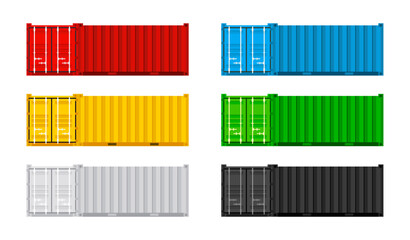 Set cargo containers. Freight Shipping, delivery and transportation. Vector illustration
