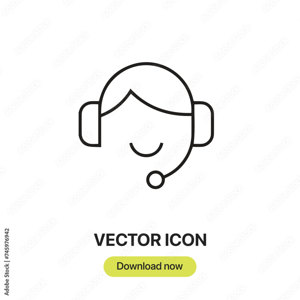 Fototapete Customer Service icon vector. Linear-style sign for mobile concept and web design. Customer Service symbol illustration. Pixel vector graphics - Vector.	
