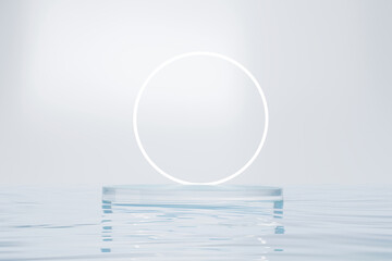 Water product display podium. 3D rendering