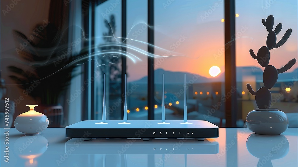 Poster a router that gives out wi-fi. generative ai.