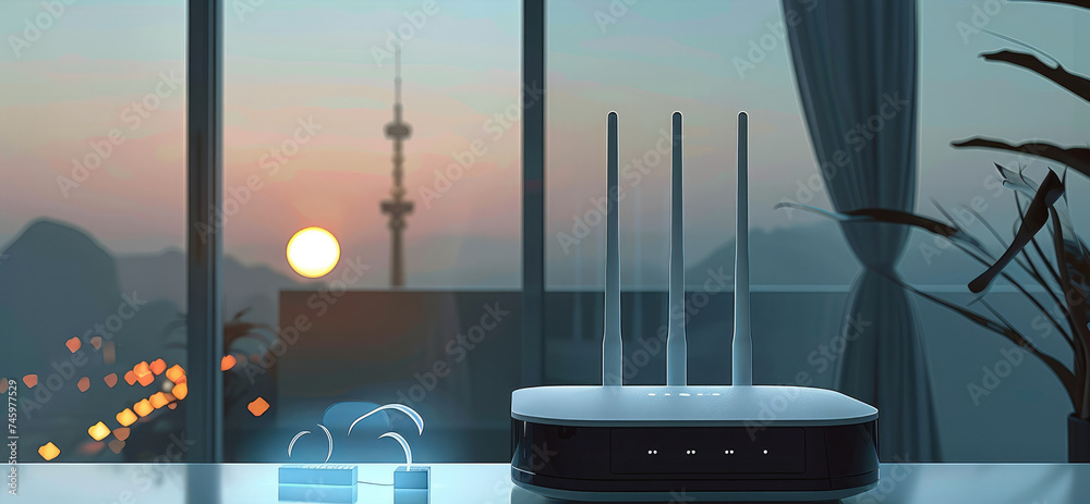 Poster a router that gives out wi-fi. generative ai.