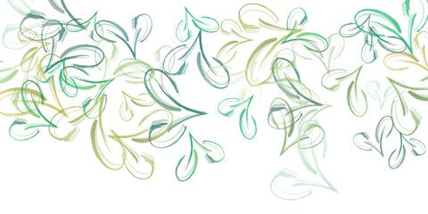 Fototapeta premium green fresh tea leaves isolated on white background