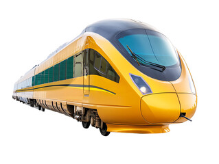 Yellow modern high-speed train on transparent background PNG