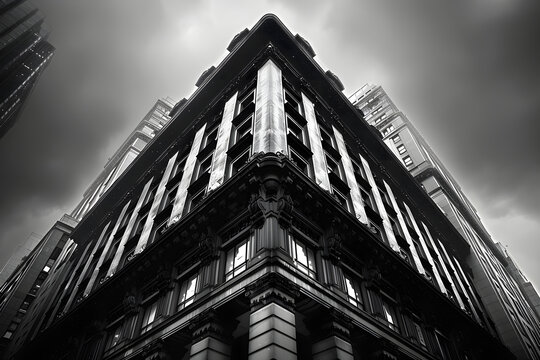 a black and white photo of a building