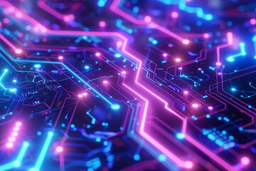 Fototapeta premium Abstract technology background neon circuit blue neon