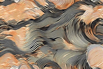 Japanese background with line wave pattern vector. Abstract template with geometric pattern Vector art deco wavy luxury pattern, wave line japanese style background. 