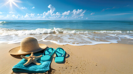 Fototapeta na wymiar Tranquil Beach Getaway: Serenity, Sun, and Seashore Bliss