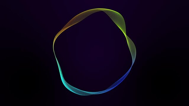 Vibrant circles lines round frame animation with empty space for text. Spectrum line animated 4k.