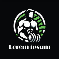 Fitness logo, Gym logo design , with silhouettes of bodybuilders