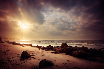 Beautiful sea beach. AI generated