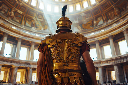 Roman solider stood in the senate of Ancient Rome
