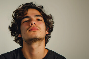 Fototapeta premium Guy man face looking isolated background expression adult casual young attractive happy person cool portrait