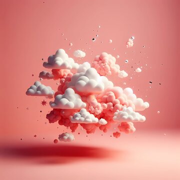  abstract minimal pink background with white clouds flying out dor 