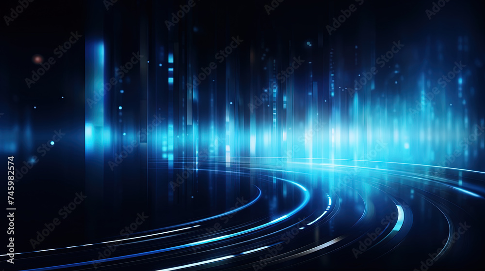 Poster vibrant abstract background with glowing neon lines and futuristic design.