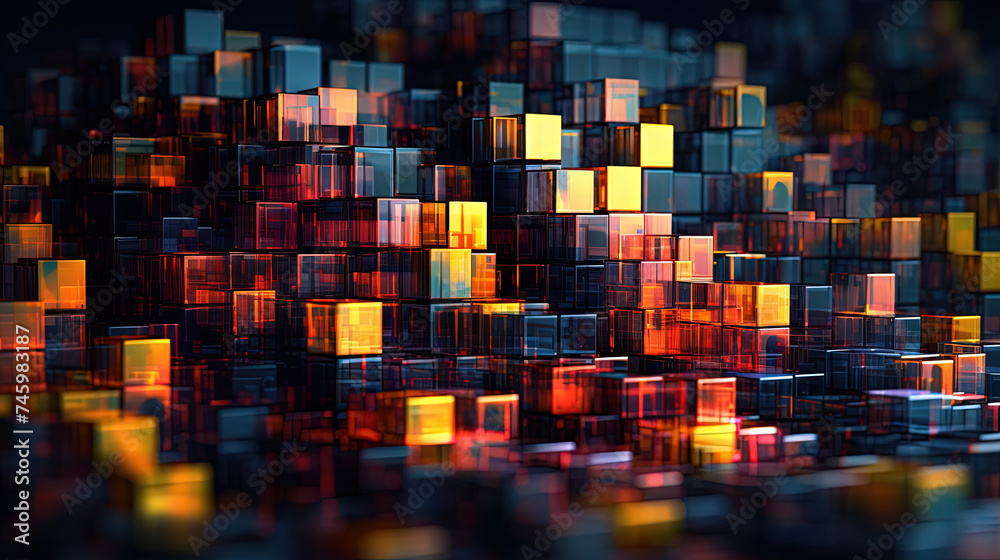 Aufkleber Abstract background with structure of cubes. Colorful cubes texture for technology backdrop.