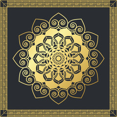 Luxury background with golden decorative border frame mandala