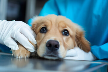 Domestic animal on vet clinic examining generative AI picture