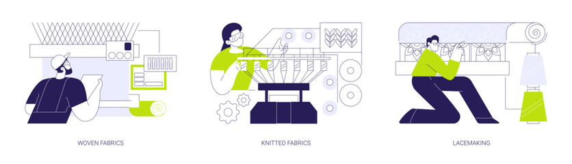 Textile manufacturing abstract concept vector illustrations.
