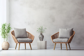 Modern Scandinavian style interior appearance, beautiful living room, luxury, minimalist concept - obrazy, fototapety, plakaty