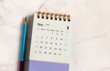 Desk calendar for May 2022. Desktop planning calendar.