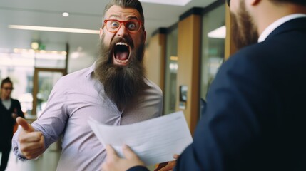 A workplace disagreement unfolds as individuals raise their voices in the office - obrazy, fototapety, plakaty