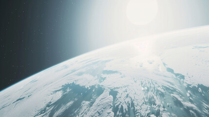 Sunrise over Earth. Holiday concept. Image for an environmental organization. Banner for Earth or Cosmonautics Day with copy space.  - obrazy, fototapety, plakaty