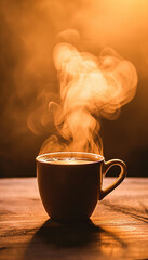 Coffee cup with steam rising from it