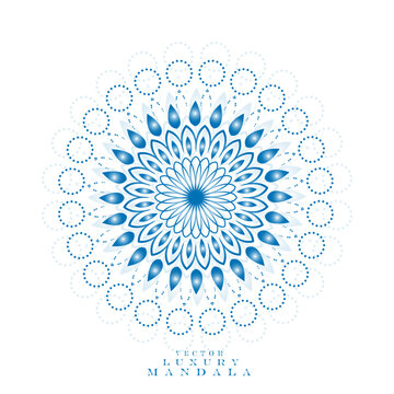 blue round ornament and new vector mandala art