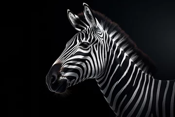 Papier Peint photo Lavable Zèbre a zebra with black background