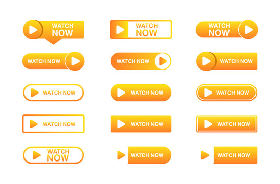 Watch Now Button. Video Play icon. Web media. Online translation. Vector illustration