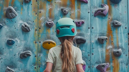 Climber boulder, sport background - Girl, climbing or bouldering in a climbing gym or climbing hall