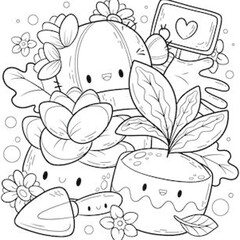 Coloring cute doodle pictures that can be printed