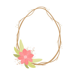 Easter egg with floral wreath. Vector illustration in a flat style.