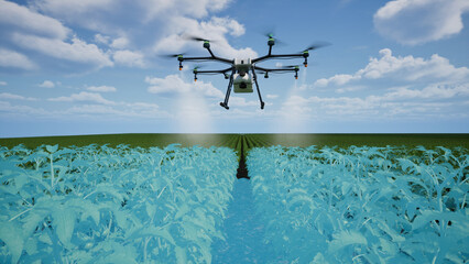 Agriculture drone using lidar scanning to spray fertilizer on th