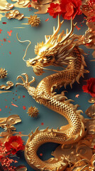 Fototapeta premium Illustration of Traditional chinese Dragon. Chinese new year poster, banner, postcard design element