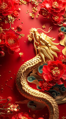 Fototapeta premium Illustration of Traditional chinese Dragon. Chinese new year poster, banner, postcard design element