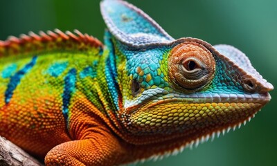 Close-up of colorful chameleon lizard
