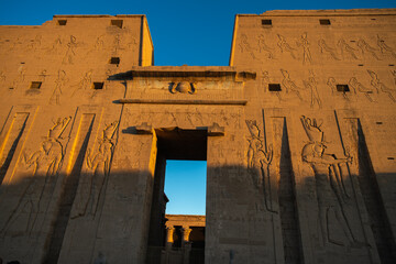 Temple of Edfu, an Egyptian temple primary dedicated to the god Horus, located on the west bank of...