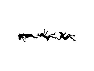 Set of woman falling silhouettes. Good use for symbols, logos, mascots, icons, signs, or any design you want.